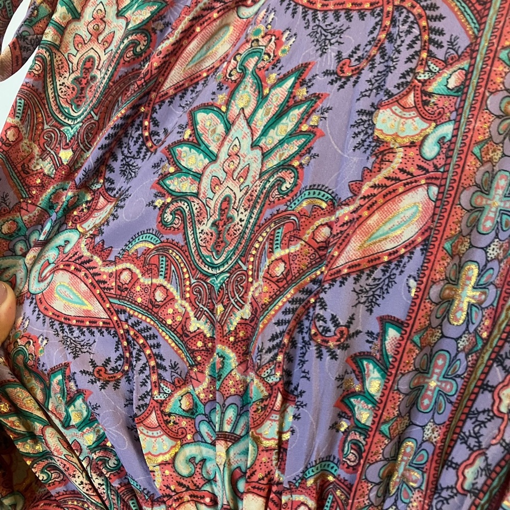 Karma Highway One Size Dolman Blouson Maxi Dress Boho Floral Purple Red Pattern - Picture 11 of 11